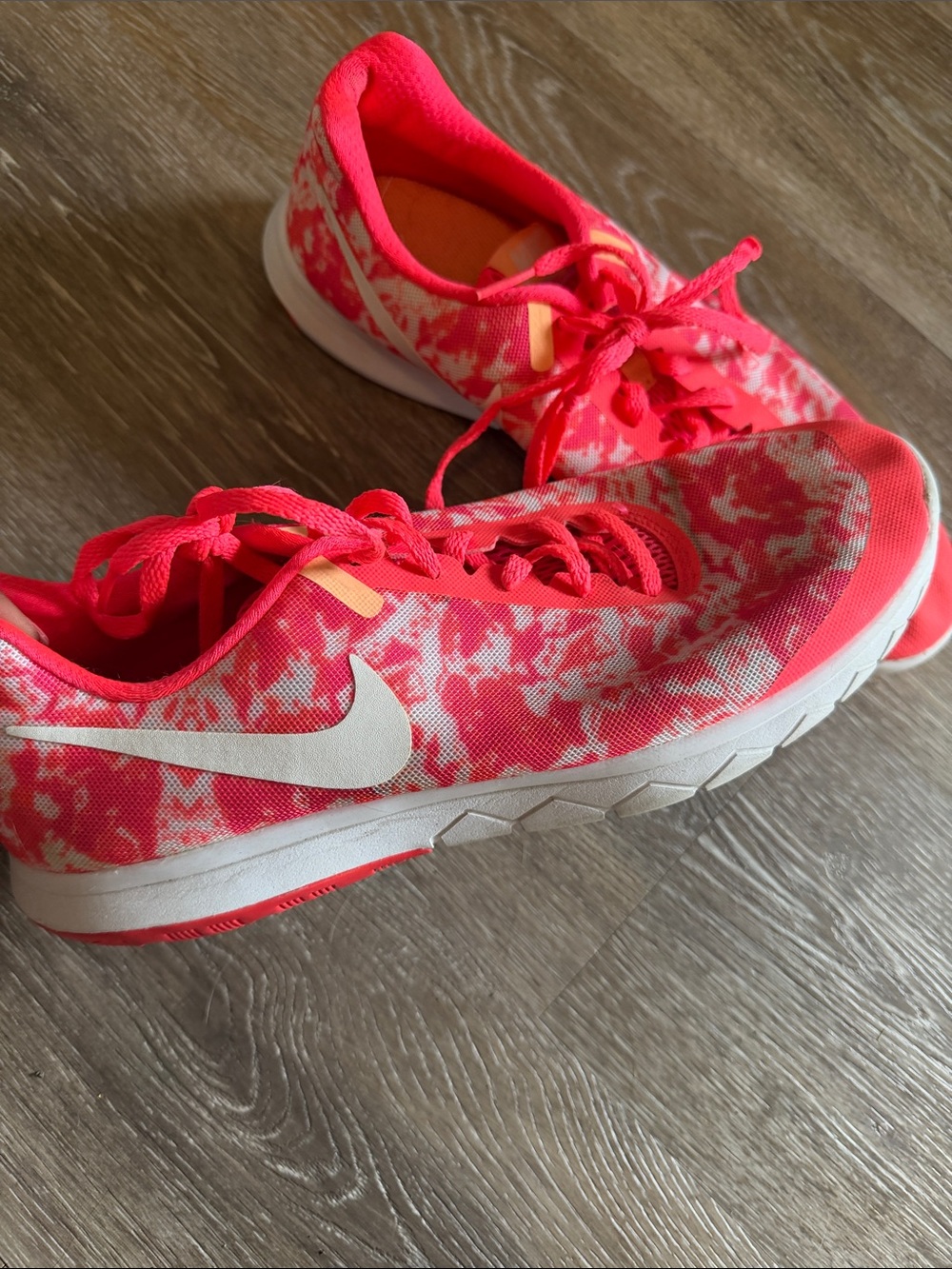 Nike Pink and White Tie-Dye Running Shoes